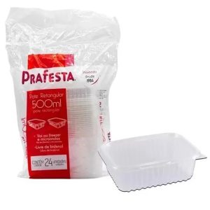 Pote com Tampa Prafesta Retangular 500ml C/24 unid