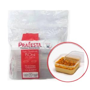 Pote com Tampa Prafesta Quadrado 150ml C/20