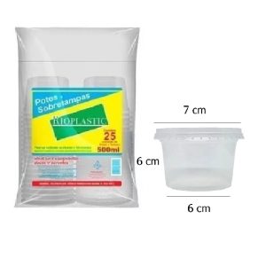 Pote/Sobretampa Rioplastic 500ml C/25