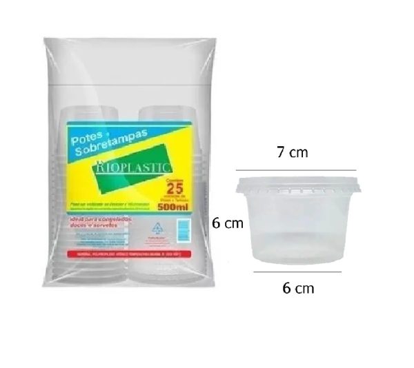 Pote/Sobretampa Rioplastic 500ml C/25