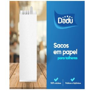 Saco de Papel Branco para Talher 100% Cel C/500 Dadu