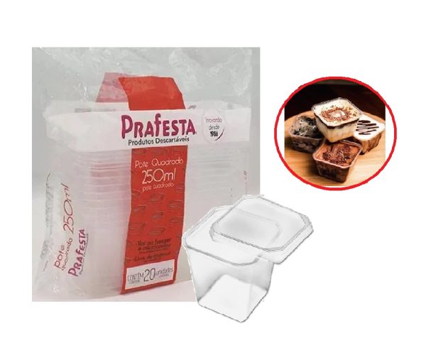 Pote Tampa Prafesta Quadrado 250ml C/20
