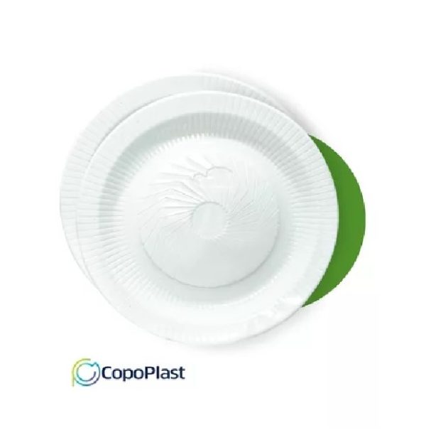 Prato Plastico Branco Copoplast 23cm  C/10 unid
