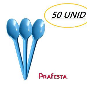 Colher Azul para Sobremesa C/ 50 Prafesta
