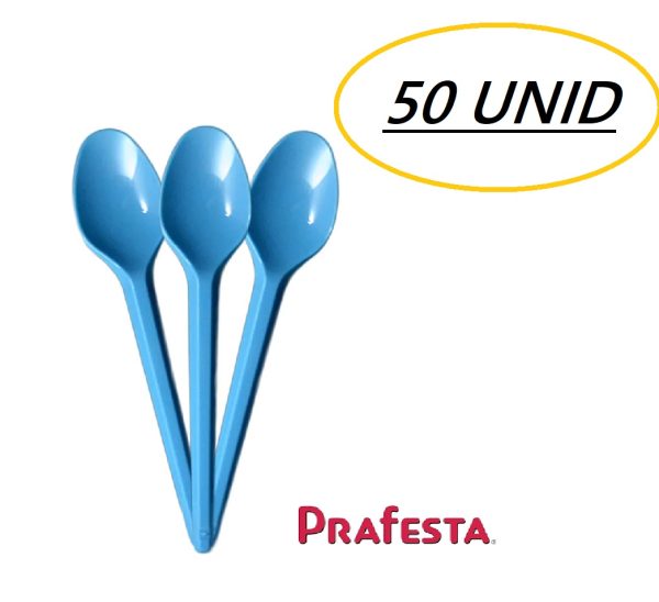 Colher Azul para Sobremesa C/ 50 Prafesta