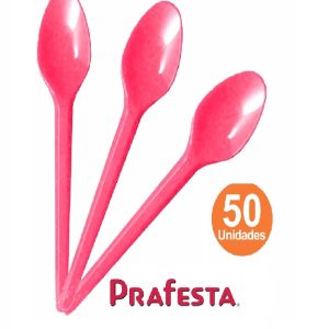 Colher Rosa para Sobremesa C/ 50 Prafesta