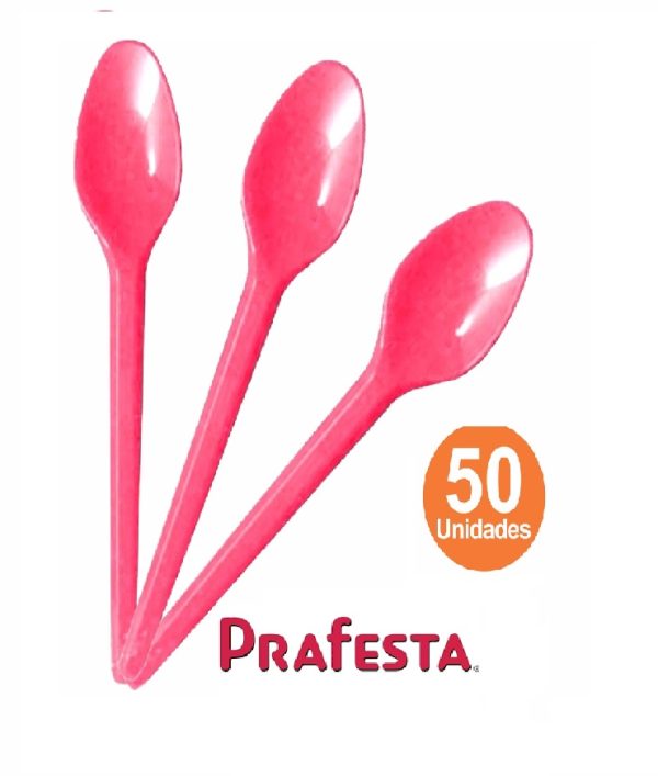 Colher Rosa para Sobremesa C/ 50 Prafesta