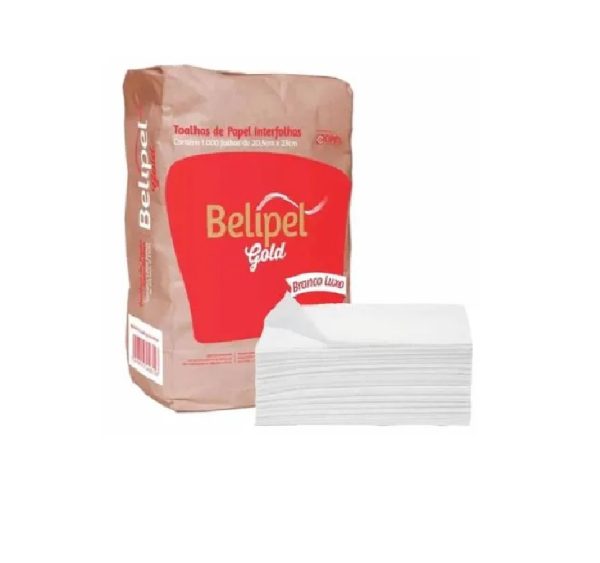 Papel Toalha Branco Luxo Belipel 20X20cm Gold C/1000.