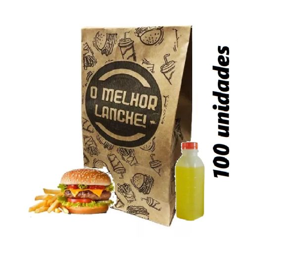 Saco de Papel Kraft Impresso para Lanche 10kg C/100