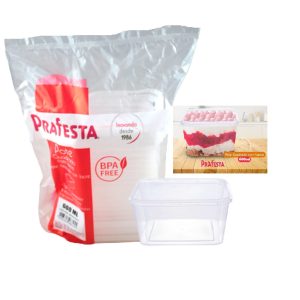 Pote e Tampa Prafesta Quadrado com Lacre  600ml C/ 10