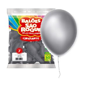 Balão 7 Liso Prata Latex São Roque C/50un.