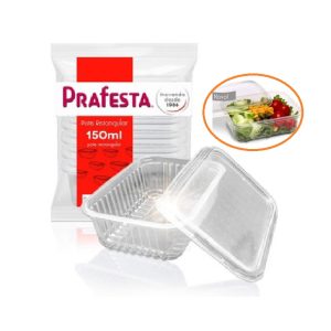 Pote com Tampa Prafesta Retang. 150ml C/20