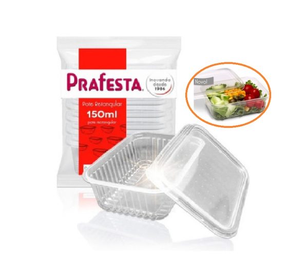 Pote com Tampa Prafesta Retang. 150ml C/20