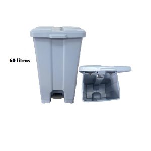 Lixeira Plastica Quad. C/Pedal Cinza JSN  60L
