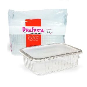 Pote com Tampa Prafesta Retangular 1000ml C/24 unid