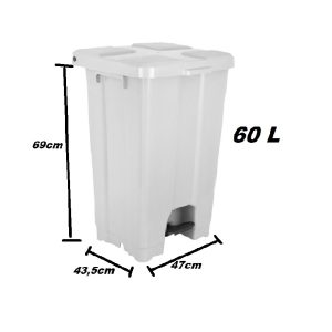 Lixeira Plastica Quad. C/Pedal Branca JSN 60L