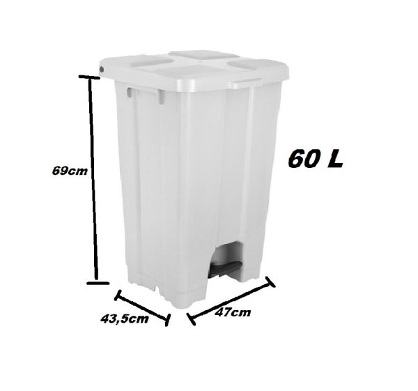 Lixeira Plastica Quad. C/Pedal Branca JSN 60L