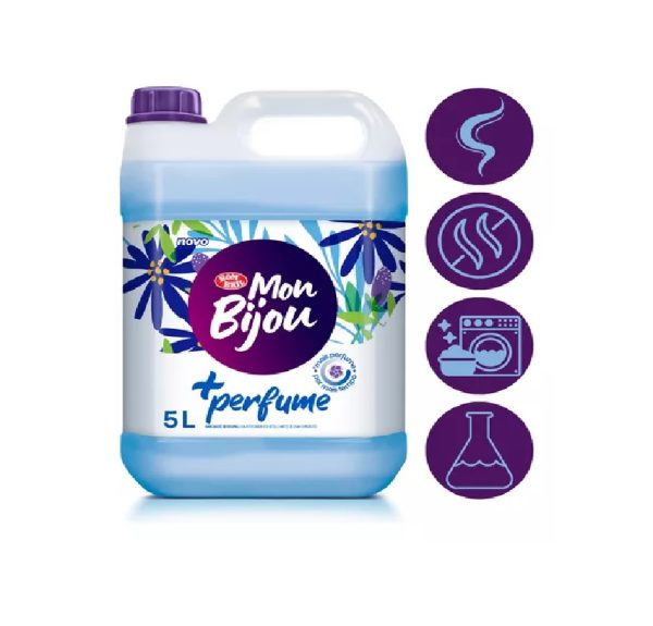 Amaciante de Roupas Mon Bijou 5L Perfume Azul.
