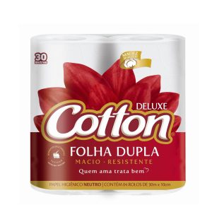 Papel Higiênico Cotton Folha Dupla 30m com 4 Rolos