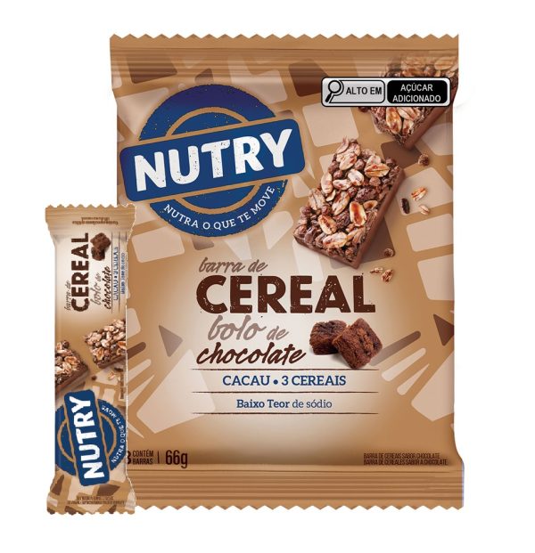 Barra de Cereal C/3 Bolo Chocolate Nutry 22g