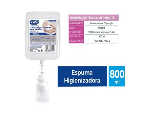 Espuma Higienizadora para Mãos Elite Excellence 800ml