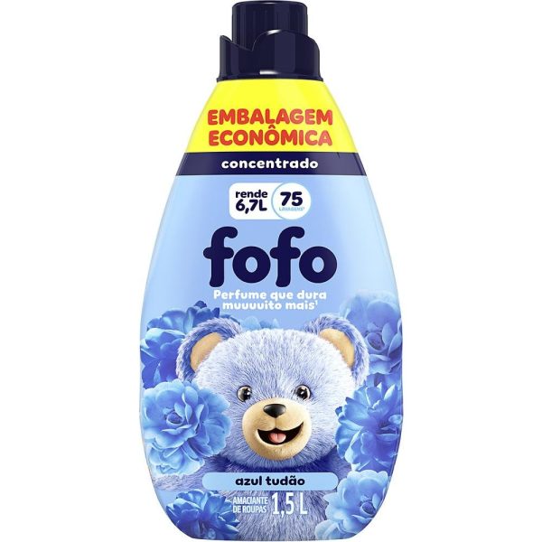 Amaciante de Roupas Concentrado Fofo 1,5L Azul.