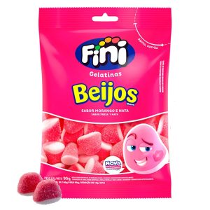 Bala de Gelatina Fini 90g Beijos Morango.