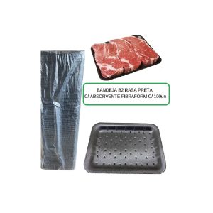 FR-02AB-PR Bandeja Isopor Rasa Preta C/100 Fibraform.