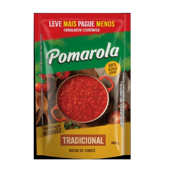 Molho de Tomate Sachê Pomarola 460g Tradicional.