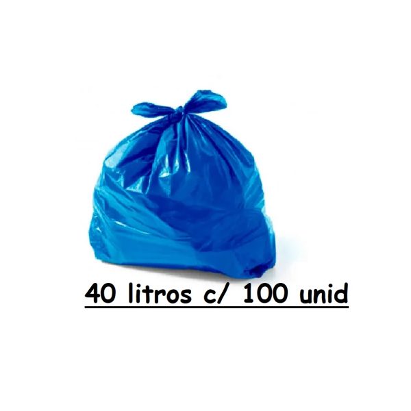 Saco P/Lixo Azul  40L G4 50 X 55cm  C/100 Real.