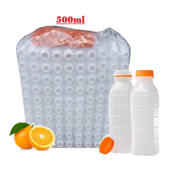 Garrafa Plastica Quadr. Com Tampa(Rosca)  500ml C/100 unid