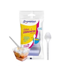 Colher Cristal  para Sobremesa C/ 50 Straw