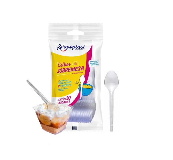 Colher Cristal  para Sobremesa C/ 50 Straw