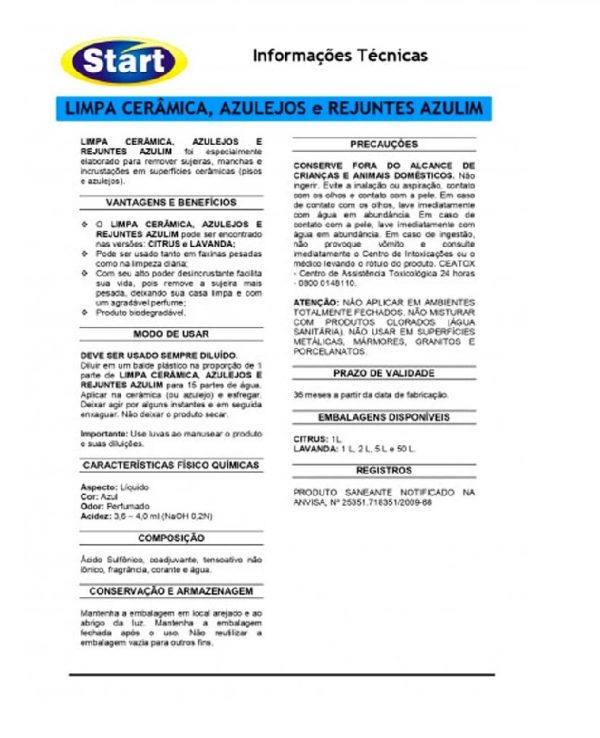 Limpa Ceramicas/Azulejos Azulim 1L