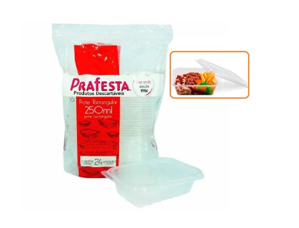 Pote Tampa Prafesta Retangular 250ml C/24 unid