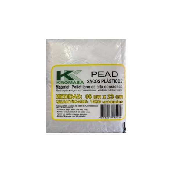 Saco Plastico 6 X 23cm C/1000 Kromasa.