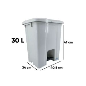 Lixeira Plastica Quad. com Pedal Branca JSN 30L