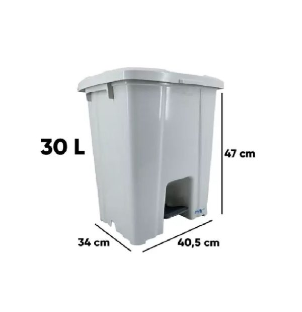 Lixeira Plastica Quad. com Pedal Branca JSN 30L