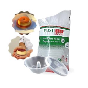 Forma para Pudim com Tampa 120ml C/10 Plastilania
