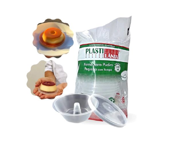 Forma para Pudim com Tampa 120ml C/10 Plastilania