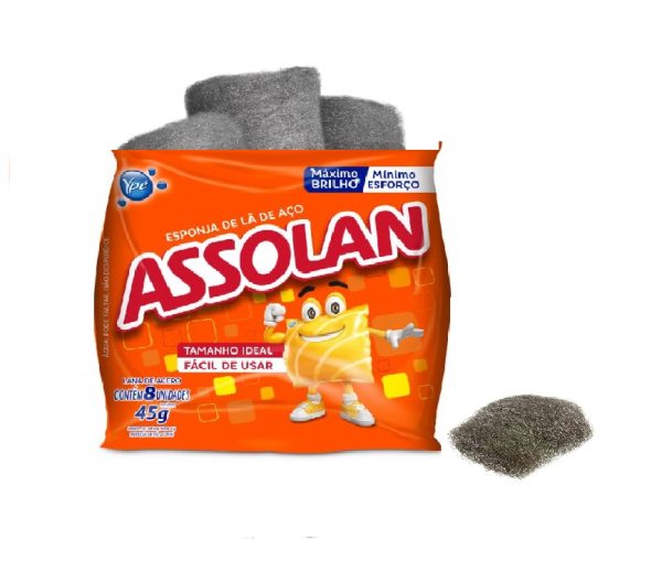 Esponja Lã de Aço Assolan 60g C/8.