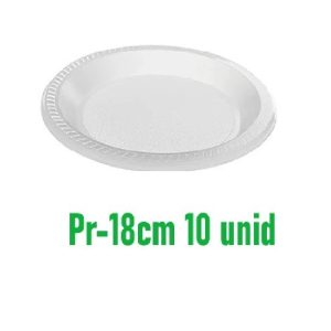 Prato Plastico Branco Copoplast 18cm  C/10 unid.