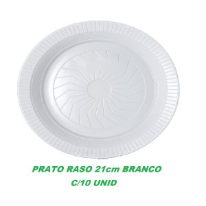 Prato Plastico Branco Copoplast 21cm C/10 unid