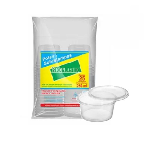 Pote/Sobretampa Rioplastic 250ml C/25