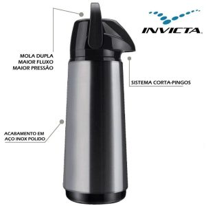 Garrafa Termica Invicta Inox 1,8L.