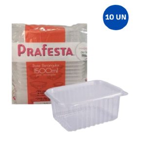 Pote com Tampa Prafesta Retangular 1500ml C/10