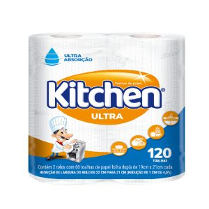 Toalha de Papel Kitchen Ultra Folha Dupla 19,0 X 20,5cm C/2 Rl