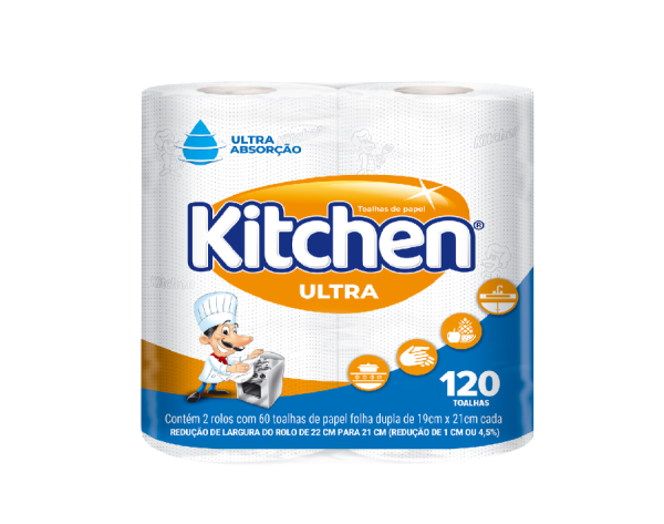 Toalha de Papel Kitchen Ultra Folha Dupla 19,0 X 20,5cm C/2 Rl