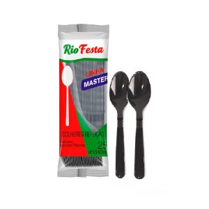 Colher Preta Master para Refeição C/ 25 Riofesta