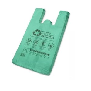 Sacola 40 X 50 Verde Impressa Biodegradavel.